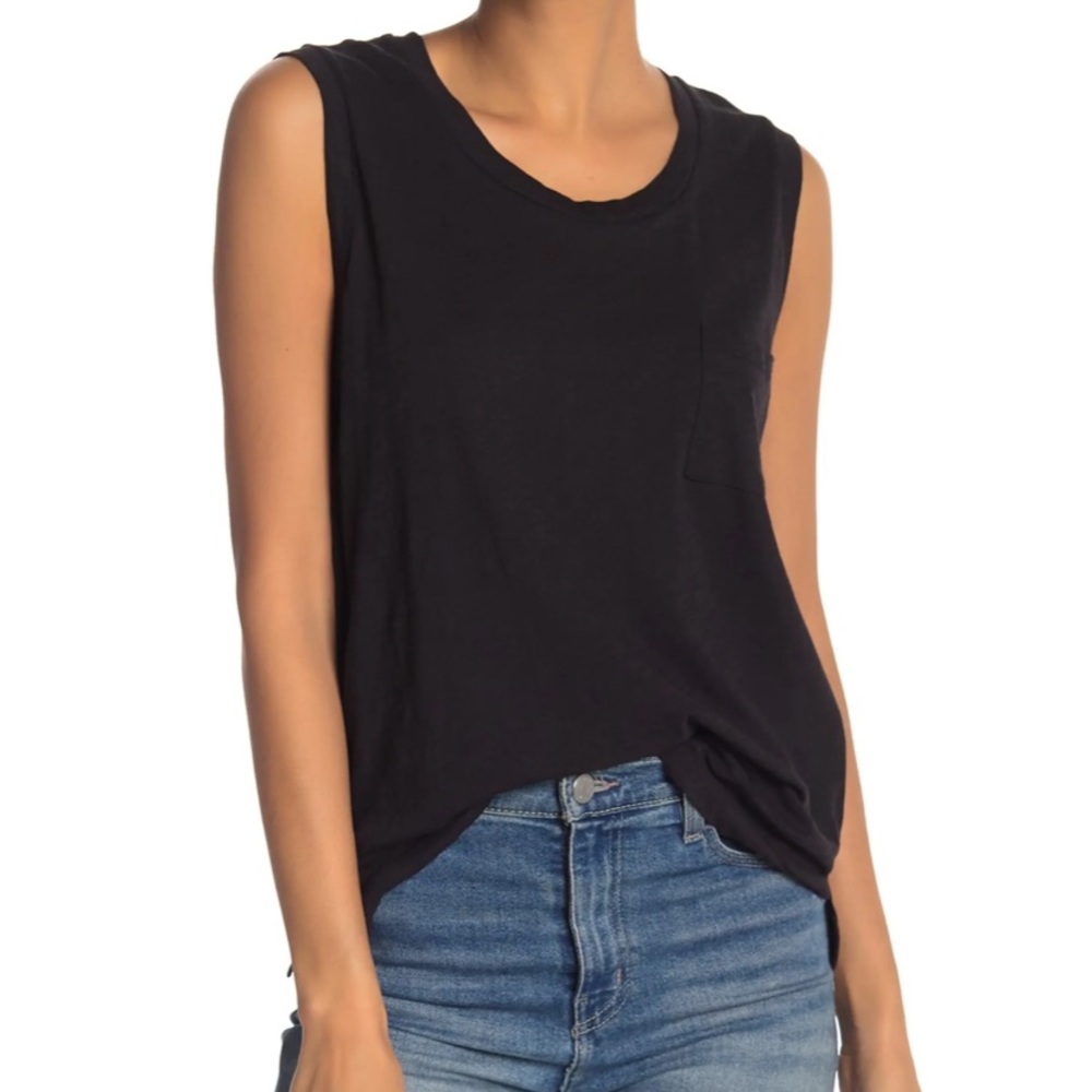 Whisper Cotton Crewneck Pocket Muscle Tank